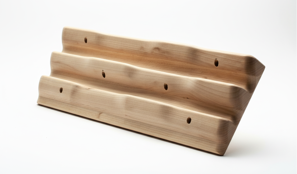The Cascade Hangboard — precision CNC-machined hardwood climbing training board